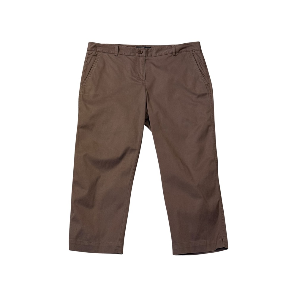 Talbots Signature Brown Cotton Blend Crop Straight Leg Trousers Pants Womens 10
